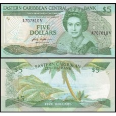 E C S Caribe P-18v Fe 5 Dollars 1986) São Vicente Rainha ♛