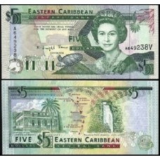 E C S Caribe P-26v Fe 5 Dollars ND (1993) São Vicente Rainha ♛