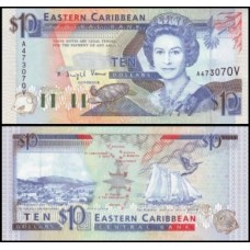 E C S Caribe P-27v Fe 10 Dollars 1993 São Vicente Rainha ♛