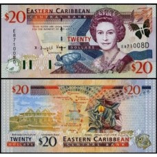 E C S Caribe P-39d Fe 20 Dollars 2000 Dominica Rainha ♛