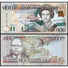 E C S Caribe P-41d Fe 100 Dollars 2000 Dominica Rainha ♛