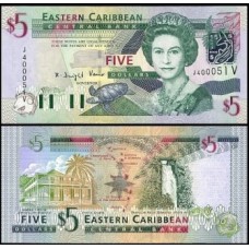 E C S Caribe P-42v Fe 5 Dollars 2003 São Vicente Rainha ♛