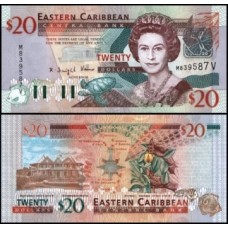 E C S Caribe P-44v Fe 20 Dollars 2003 São Vicente Rainha ♛