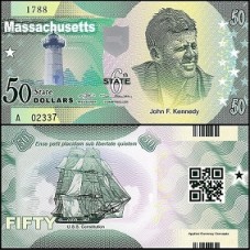 Usa Estados Unidos 50 Dollars 6st State Massachusetts Polímero Fantasia