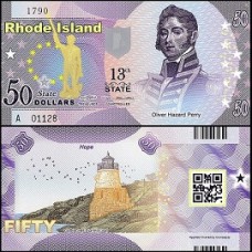 Usa Estados Unidos 50 Dollars 13st State Rhode Island Polímero Fantasia