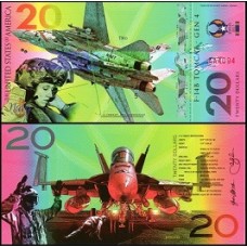 Usa Estados Unidos Força Aérea 20 Dollars Polímero Fantasia