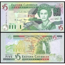 E C S Caribe P-42a Fe 5 Dollars ND (2003) Antígua Rainha ♛