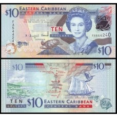E C S Caribe P-48 Fe 10 Dollars ND (2008) Rainha ♛