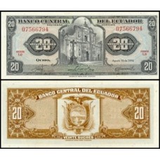 Ecuador Equador P-110a.1 Fe 20 Sucres 1976