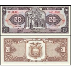 Ecuador Equador P-121Aa.7 Fe 20 Sucres 1988 - Série LQ