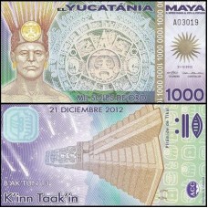 El Yucatania Maya 1.000 Soles de Oro 2012 Fe Polímero Fantasia
