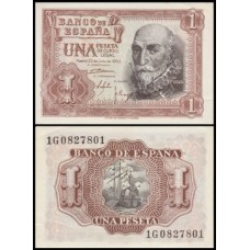Spain Espanha P-144a.3 Fe 1 Peseta 1953 - Marquês de Santa Cruz