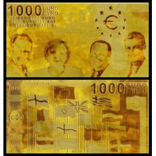 European Union CE-8 Fe 1.000 Euros Folheada a Ouro 24K Fantasia 