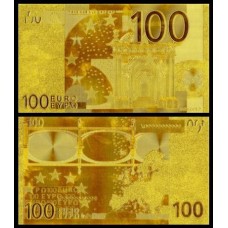 European Union CE-5 Fe 100 Euros Folheada a Ouro 24K Fantasia 