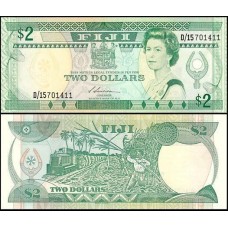 Fiji Ilhas Fiji P-87a Fe 2 Dollars ND (1988) Rainha ♛