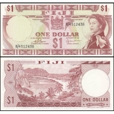 Fiji Ilhas Fiji P-71b Fe 1 Dollar ND (1974) Rainha ♛