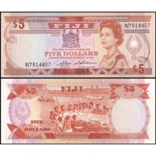 Fiji Ilhas Fiji P-83a Fe 5 Dollars ND (1986) Rainha ♛