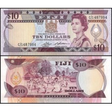 Fiji Ilhas Fiji P-84a Fe 10 Dollars ND (1986) Rainha ♛