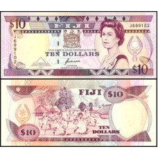 Fiji Ilhas Fiji P-94a Fe 10 Dollars 1992 Rainha ♛