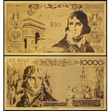 France França FR-7 Fe 100/10.000 Francs Folheada a Ouro 24k Fantasia
