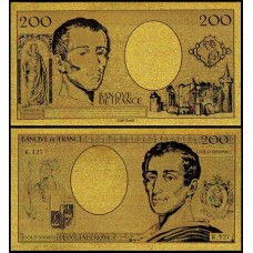 France França FR-3 Fe 200 Francs Folheada a Ouro 24k Fantasia