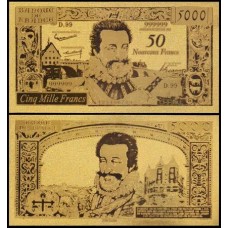 France França FR-6 Fe 50/5.000 Francs Folheada a Ouro 24k Fantasia