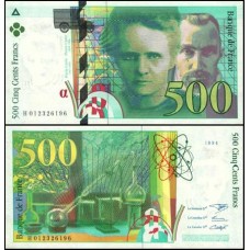 France França P-160a.1 S/Fe 500 Francs 1994 Marie Curie