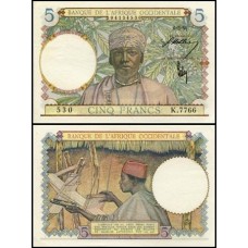 F W A French West Africa P-25a.1 S/Fe 5 Francs ND (1941)