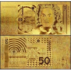 Germany Alemanha DE-10 Fe 50 Marks Folheada a Ouro 24k Fantasia