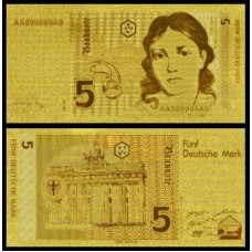 Germany Alemanha DE-1 Fe 5 Marks Folheada a Ouro 24k Fantasia