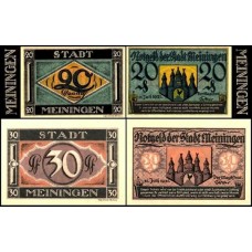 Germany Alemanha L-853c/d Meiningen Fe 2 Notgelds 1921
