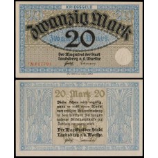 Germany Alemanha Landsberg G-308.03b S/Fe 20 Mark 1918