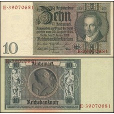 Germany Alemanha P-180a S/Fe 10 Reichsmark 1929