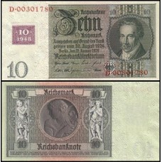 Germany Democratic Republic Alemanha Oriental P-4b S/Fe 10 Deutsche Mark 1948 Albrecht Dan Thaern Com Selo