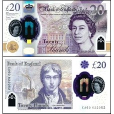 Great Britain Inglaterra P-396a Fe 20 Pounds 2018/2020 Polímero Rainha ♛