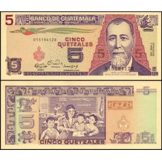 Guatemala P-74a.3 Fe 5 Quetzales 1990