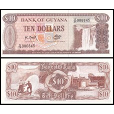 Guyana Guiana P-23f Fe 10 Dollars ND (1992)