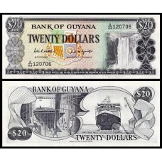Guyana Guiana P-24d S/Fe 20 Dollars ND (1989) com manchas