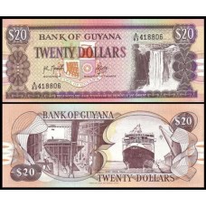 Guyana Guiana P-27a.2 Fe 20 Dollars ND (1989)