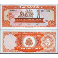 Haiti P-255a.2 Fe 5 Gourdes 1989 Haiti P-255a.2 Fe 5 Gourdes 1989