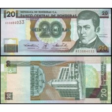 Honduras P-87a Fe 20 Lempiras 2001 Dionísio de Herrera