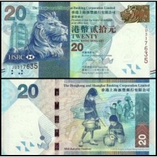 Hong Kong P-212c Fe 20 Dollars 2013 HSBC