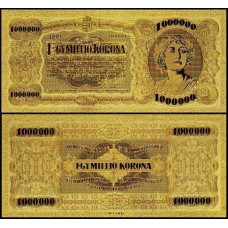 Hungary Hungria HU-3 Fe 1.000.000 Forint Folheada a Ouro 24k Fantasia