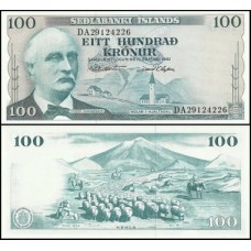 Iceland Islândia P-44a.11 Fe 100 Krónur 1961