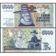 Iceland Islândia P-60a.3 Fe 5.000 Krónur 2001