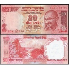 Índia P-103c Fe 20 Rupees 2018 Letra R Gandhi