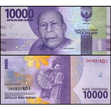Indonésia P-157f Fe 10.000 Rupiah 2021 Frans Kaisiepo