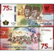Indonésia P-161a Fe 75.000 Rupiah 2020 Comemorativa
