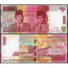 Indonésia P-146b Fe 100.000 Rupiah 2005 Sukarno & Mohammad Hatta