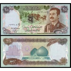 Iraq Iraque P-73 Fe 25 Dinars 1986 Sadam Hussein